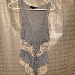 American dream grey and lace tank top
